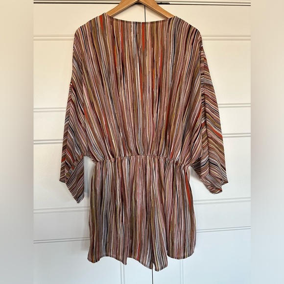 Boutique x Royal & Reese Bell-Sleeve Romper Jumper Jumpsuit Rust/Tan Multi Large - Picture 8 of 13